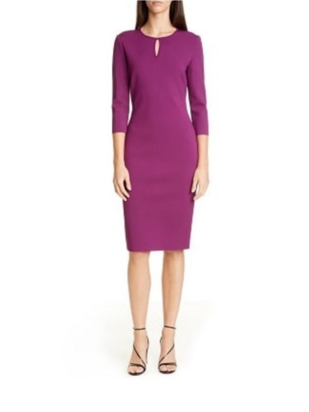 St. John Magenta Long Sleeve Keyhole Sheath Dress